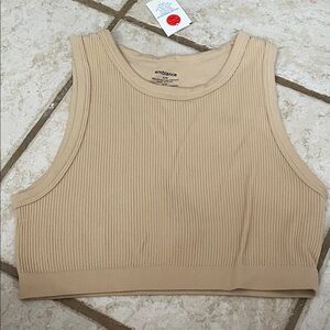 Ambiance Beige Ribbed Crop Top